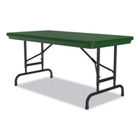 Adjustable Folding Table, Rectangular, 48" X 24" X 22" To 32", Green Top, Black Legs, 4/pallet, Ships In 4-6 Business Days
