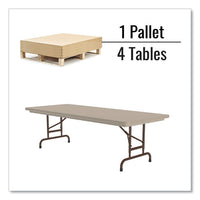 Adjustable Folding Tables, Rectangular, 60" X 30" X 22" To 32", Mocha Top, Brown Legs, 4/pallet, Ships In 4-6 Business Days
