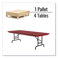 Adjustable Folding Tables, Rectangular, 60" X 30" X 22" To 32", Red Top, Black Legs, 4/pallet, Ships In 4-6 Business Days