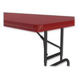 Adjustable Folding Tables, Rectangular, 60" X 30" X 22" To 32", Red Top, Black Legs, 4/pallet, Ships In 4-6 Business Days