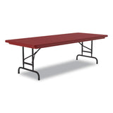 Adjustable Folding Tables, Rectangular, 60" X 30" X 22" To 32", Red Top, Black Legs, 4/pallet, Ships In 4-6 Business Days