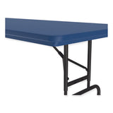 Adjustable Folding Tables, Rectangular, 60" X 30" X 22" To 32", Blue Top, Black Legs, 4/pallet, Ships In 4-6 Business Days