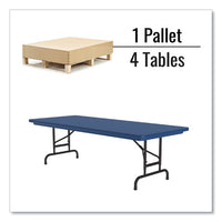 Adjustable Folding Tables, Rectangular, 60" X 30" X 22" To 32", Blue Top, Black Legs, 4/pallet, Ships In 4-6 Business Days