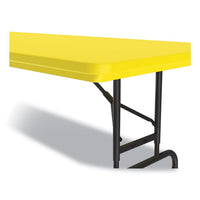 Adjustable Folding Tables, Rectangular, 60" X 30" X 22" To 32", Yellow Top, Black Legs, 4/pallet, Ships In 4-6 Business Days