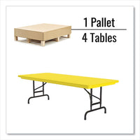 Adjustable Folding Tables, Rectangular, 60" X 30" X 22" To 32", Yellow Top, Black Legs, 4/pallet, Ships In 4-6 Business Days