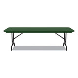 Adjustable Folding Tables, Rectangular, 60" X 30" X 22" To 32", Green Top, Black Legs, 4/pallet, Ships In 4-6 Business Days