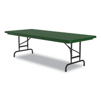 Adjustable Folding Tables, Rectangular, 60" X 30" X 22" To 32", Green Top, Black Legs, 4/pallet, Ships In 4-6 Business Days