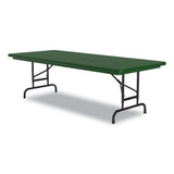 Adjustable Folding Tables, Rectangular, 60" X 30" X 22" To 32", Green Top, Black Legs, 4/pallet, Ships In 4-6 Business Days