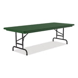 Adjustable Folding Tables, Rectangular, 60" X 30" X 22" To 32", Green Top, Black Legs, 4/pallet, Ships In 4-6 Business Days