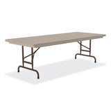 Adjustable Folding Tables, Rectangular, 72" X 30" X 22" To 32", Mocha Top, Brown Legs, 4/pallet, Ships In 4-6 Business Days