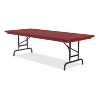 Adjustable Folding Tables, Rectangular, 72" X 30" X 22" To 32", Red Top, Black Base, 4/pallet, Ships In 4-6 Business Days