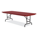 Adjustable Folding Tables, Rectangular, 72" X 30" X 22" To 32", Red Top, Black Base, 4/pallet, Ships In 4-6 Business Days