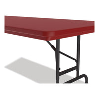 Adjustable Folding Tables, Rectangular, 72" X 30" X 22" To 32", Red Top, Black Base, 4/pallet, Ships In 4-6 Business Days