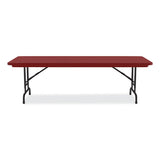 Adjustable Folding Tables, Rectangular, 72" X 30" X 22" To 32", Red Top, Black Base, 4/pallet, Ships In 4-6 Business Days