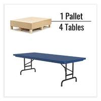 Adjustable Folding Tables, Rectangular, 72" X 30" X 22" To 32", Blue Top, Black Legs, 4/pallet, Ships In 4-6 Business Days