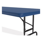 Adjustable Folding Tables, Rectangular, 72" X 30" X 22" To 32", Blue Top, Black Legs, 4/pallet, Ships In 4-6 Business Days