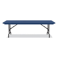 Adjustable Folding Tables, Rectangular, 72" X 30" X 22" To 32", Blue Top, Black Legs, 4/pallet, Ships In 4-6 Business Days