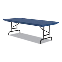 Adjustable Folding Tables, Rectangular, 72" X 30" X 22" To 32", Blue Top, Black Legs, 4/pallet, Ships In 4-6 Business Days