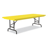 Adjustable Folding Tables, Rectangular, 72" X 30" X 22" To 32", Yellow Top, Black Legs, 4/pallet, Ships In 4-6 Business Days