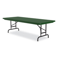 Adjustable Folding Tables, Rectangular, 72" X 30" X 22" To 32", Green Top, Black Base, 4/pallet, Ships In 4-6 Business Days