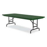Adjustable Folding Tables, Rectangular, 72" X 30" X 22" To 32", Green Top, Black Base, 4/pallet, Ships In 4-6 Business Days