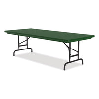 Adjustable Folding Tables, Rectangular, 72" X 30" X 22" To 32", Green Top, Black Base, 4/pallet, Ships In 4-6 Business Days