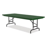 Adjustable Folding Tables, Rectangular, 72" X 30" X 22" To 32", Green Top, Black Base, 4/pallet, Ships In 4-6 Business Days