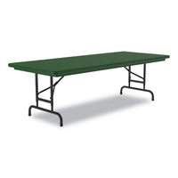 Adjustable Folding Tables, Rectangular, 72" X 30" X 22" To 32", Green Top, Black Base, 4/pallet, Ships In 4-6 Business Days
