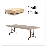 Adjustable Folding Tables, Rectangular, 96" X 30" X 22" To 32", Mocha Top, Brown Legs, 4/pallet, Ships In 4-6 Business Days