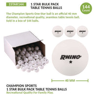Table Tennis Balls, Official Size, White, 144/carton