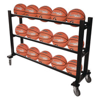 Deluxe Heavy-duty Basketball Cart, Metal, 220 Lb Capacity, 16 X 50.75 X 34.75, Black