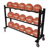 Deluxe Heavy-duty Basketball Cart, Metal, 220 Lb Capacity, 16 X 50.75 X 34.75, Black