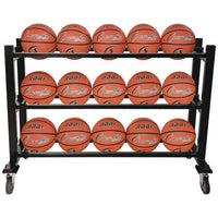 Deluxe Heavy-duty Basketball Cart, Metal, 220 Lb Capacity, 16 X 50.75 X 34.75, Black