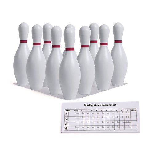 Plastic Bowling Pin Set, White, 10/set