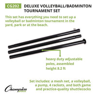 Deluxe Volleyball/badminton Tournament Set, (4) Rackets/(2) Shuttlecocks/(2) Birdies/net/pump/volleyball