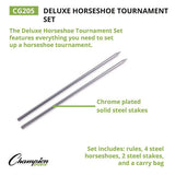 Deluxe Horseshoe Tournament Set, 4 Horseshoes/2 Stakes/carry Bag/rule Sheet