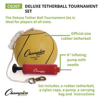 Deluxe Tetherball Tournament Set, Ball/24" Telescopic Poles/102" Cord/carry Case/pump/needle