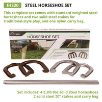 Steel Horseshoe Set, (4) Horseshoes/(2) 20" Stakes/nylon Carry Bag
