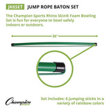 Jump Rope Baton Set, 32", Assorted Colors, 6 Batons/set