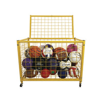 Full Size Lockable Ball Locker, Metal, 132 Lb Capacity, 24 X 42 X 29.75, Yellow