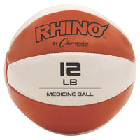 Rhino Leather Medicine Ball, 12 Lb, Orange/white