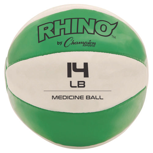 Rhino Leather Medicine Ball, 14 Lb, Green/white