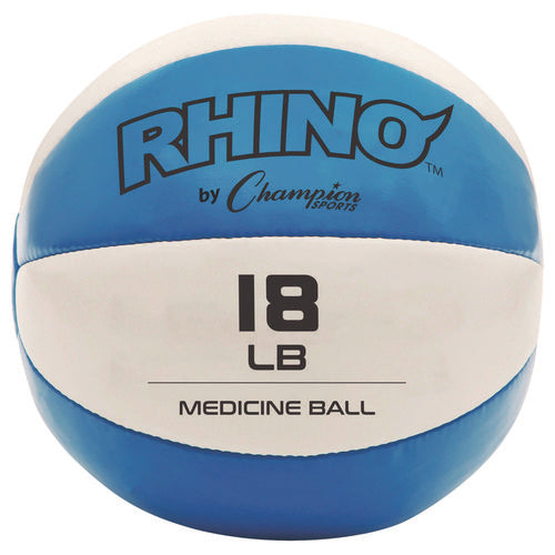 Rhino Leather Medicine Ball, 18 Lb, Teal/white