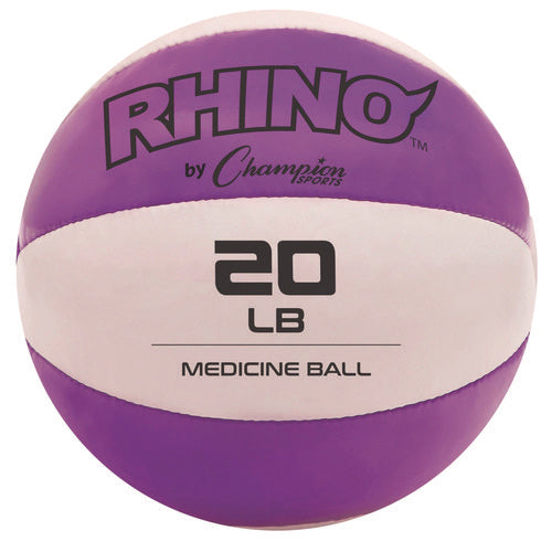 Rhino Leather Medicine Ball, 20 Lb, Purple/white