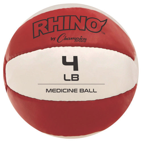 Rhino Leather Medicine Ball, 4 Lb, Red/white