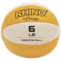 Rhino Leather Medicine Ball, 6 Lb, Yellow/white
