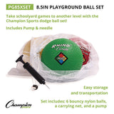 8.5" Playground Ball Set With Pump, Assorted Colors, 6/set