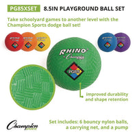 8.5" Playground Ball Set With Pump, Assorted Colors, 6/set