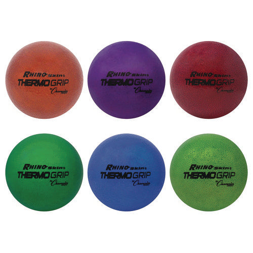 Rhino Skin Thermo Grip Dodgeball Set, 6.3" Diameter, Assorted Colors, 6/set
