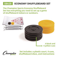 Blacktop Shuffleboard Set, (2) Two-piece 51" Cues/(8) Discs/sidewalk Chalk